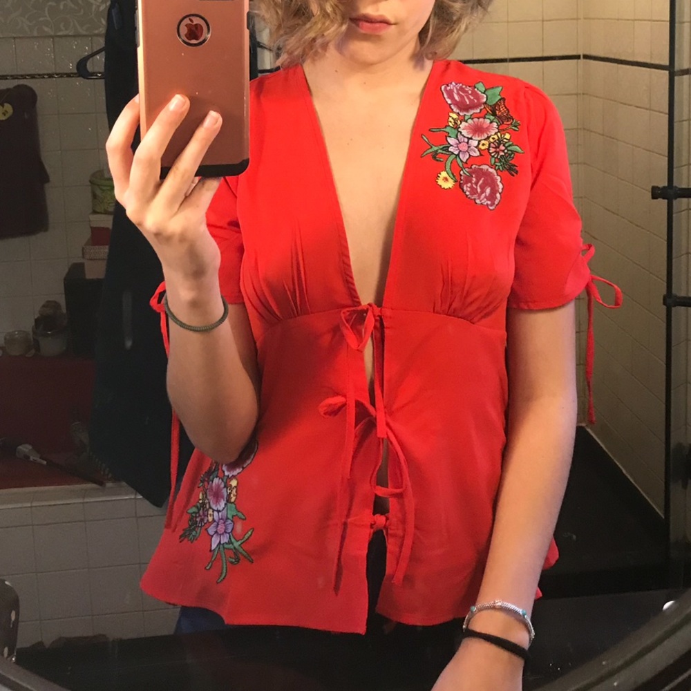 ASOS Red Floral Top